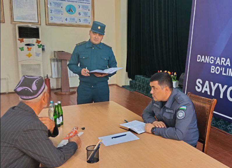 Dang‘ara tumani IIB boshlig‘i sayyor qabul o‘tkazdi
