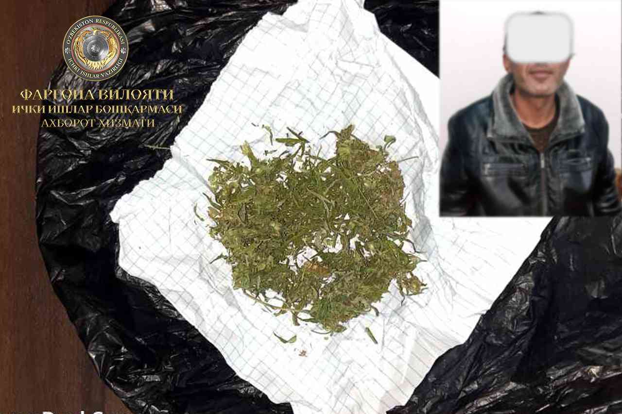 Сотрудниками УППСиООП УВД Ферганской области был установлен гражданин, хранивший марихуану